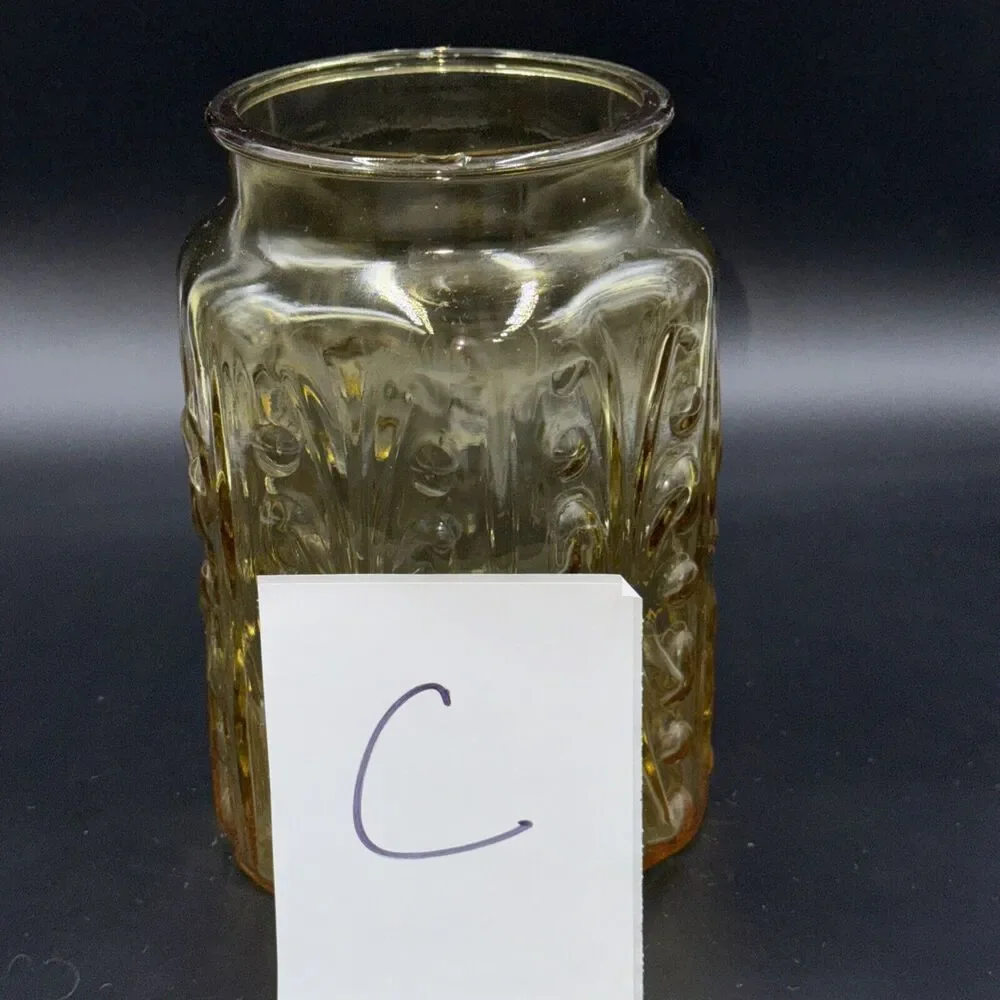 L E Smith Amber Atterbury Scroll Glass Canister Cookie Apothecary Jar 9
